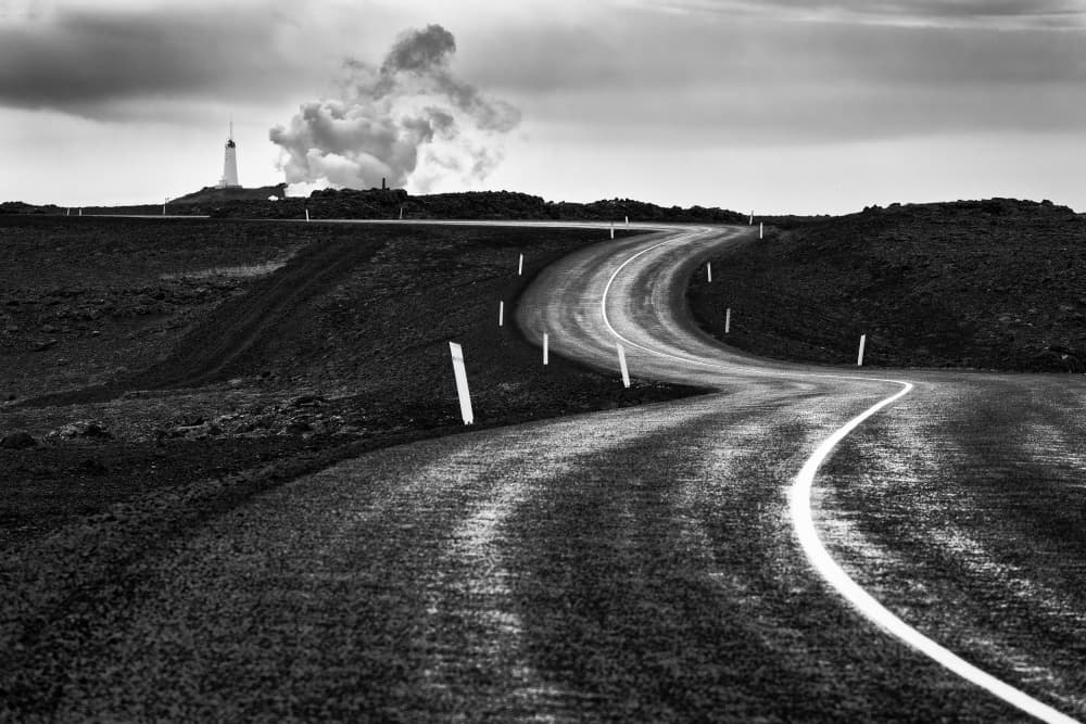 Winding Road Lighthouse View by Andreas Klesse — canvas wall art