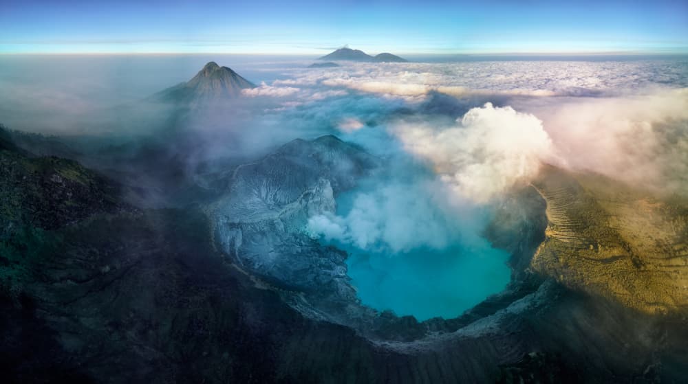 Turquoise Volcanic Crater Lake by Ricardo Gayan — canvas wall art