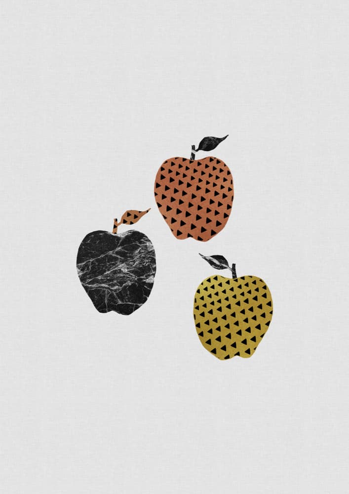 Three Modern Apples by Orara Studio — canvas wall art