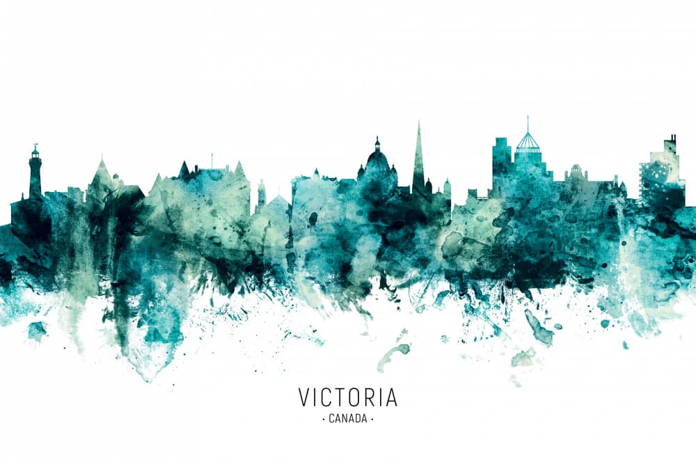 Victoria Canada Skyline by Michael Tompsett — canvas wall art
