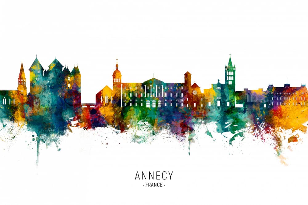 Vibrant Annecy Cityscape by Michael Tompsett — canvas wall art