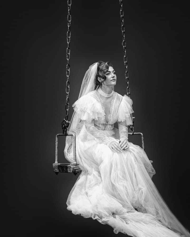 Pensive Bride on Swing by Leonid Yermoshkin — canvas wall art