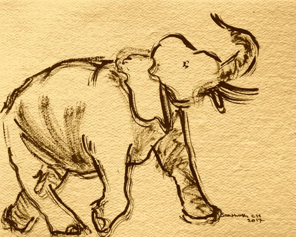 Expressive Elephant Sketch by Santhosh ch — canvas wall art