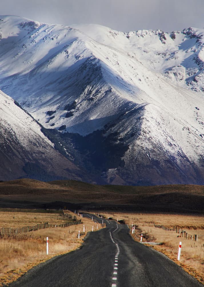 Winding Road Snowy Peaks by Dragan Keca — canvas wall art