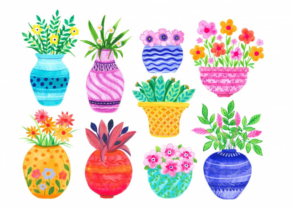 Pots and Flowers by Isabelle Brent — canvas wall art