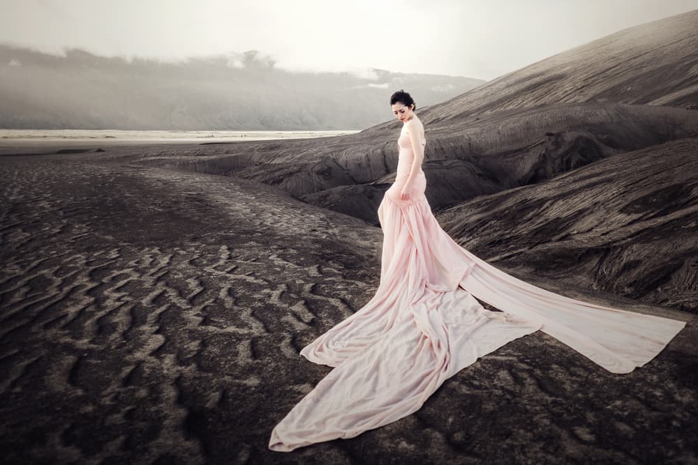 Elegant Woman Desert Landscape by ronaldnovianus — canvas wall art
