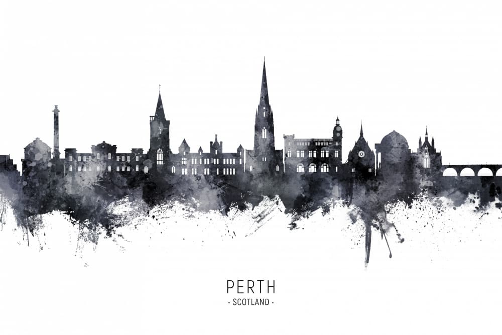 Perth Scotland Urban Watercolor by Michael Tompsett — canvas wall art