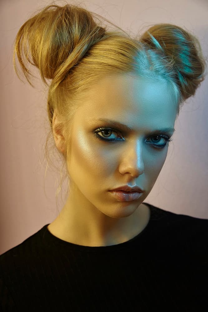 Cool Blonde Space Buns by Dancho — canvas wall art