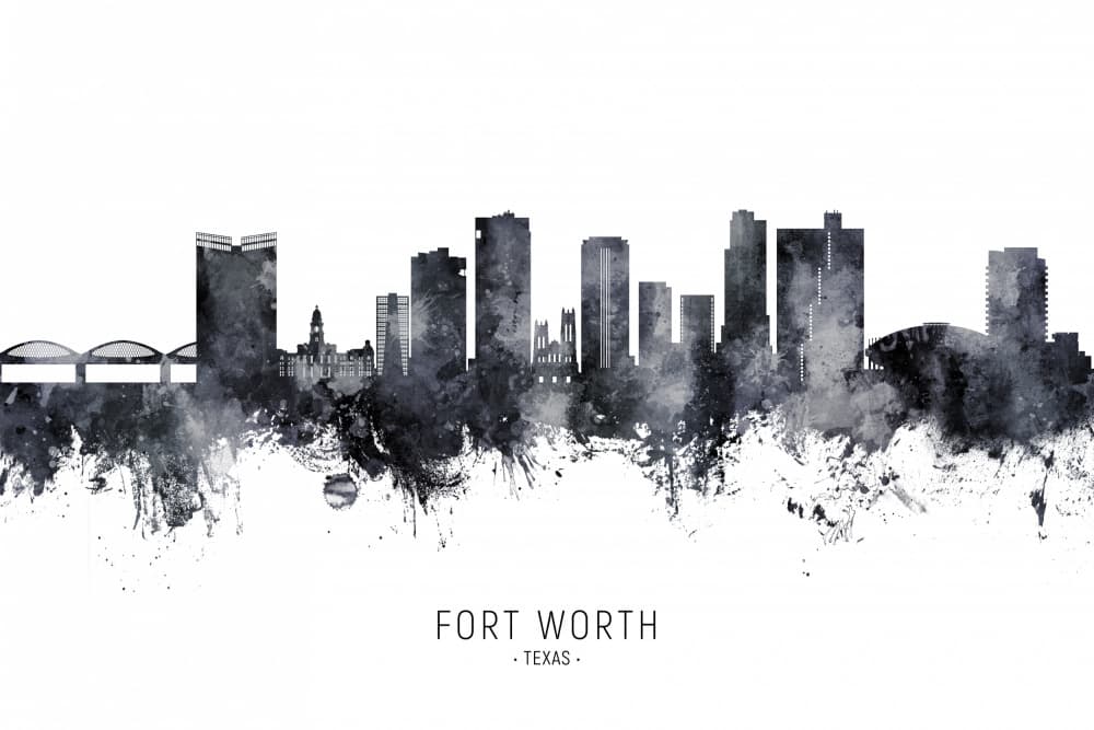 Fort Worth Texas Skyline by Michael Tompsett — canvas wall art