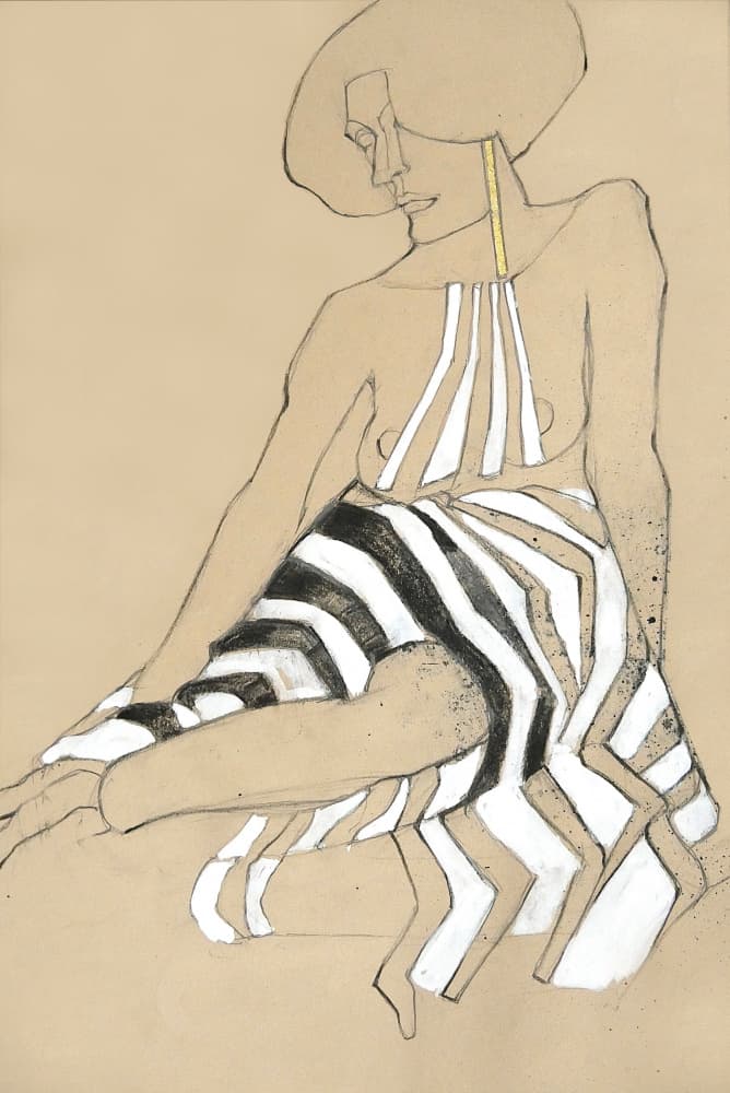Chic Striped Figure by Doris Schmitz — canvas wall art