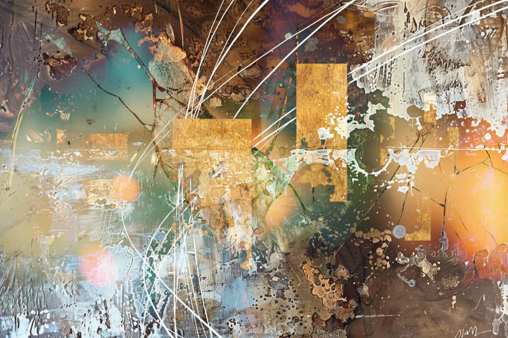 Dynamic Golden Urban Abstract by Rafal Kulik — canvas wall art
