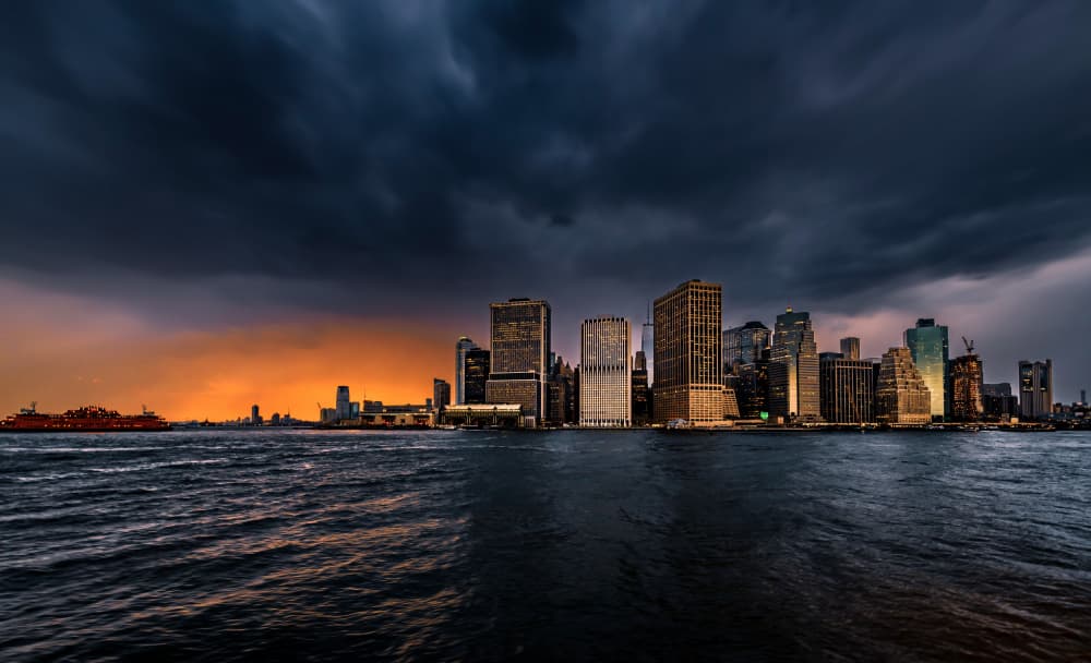 Dramatic City Skyline Sunset by Wei (David) Dai — canvas wall art