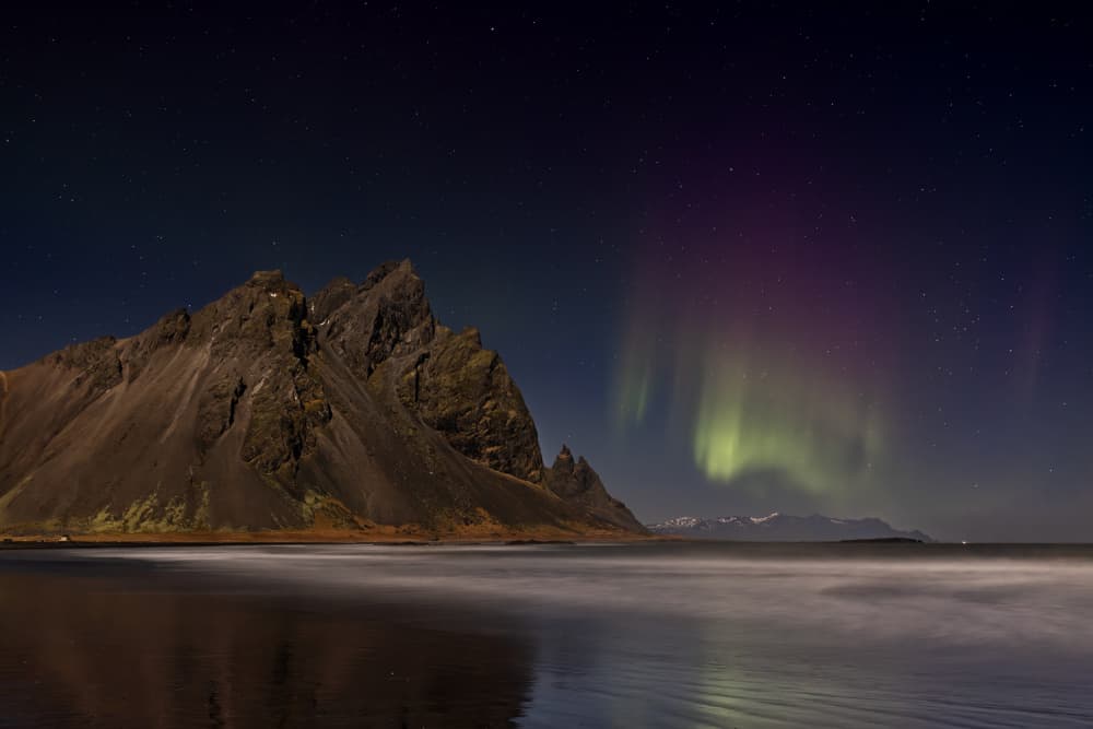Northern Lights Mountain Coast by Dorian Gray — canvas wall art
