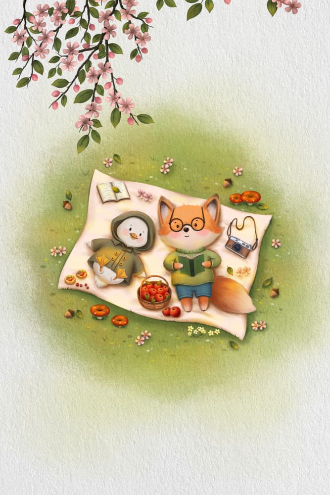 Spring Picnic Friends by Xuan Thai — canvas wall art