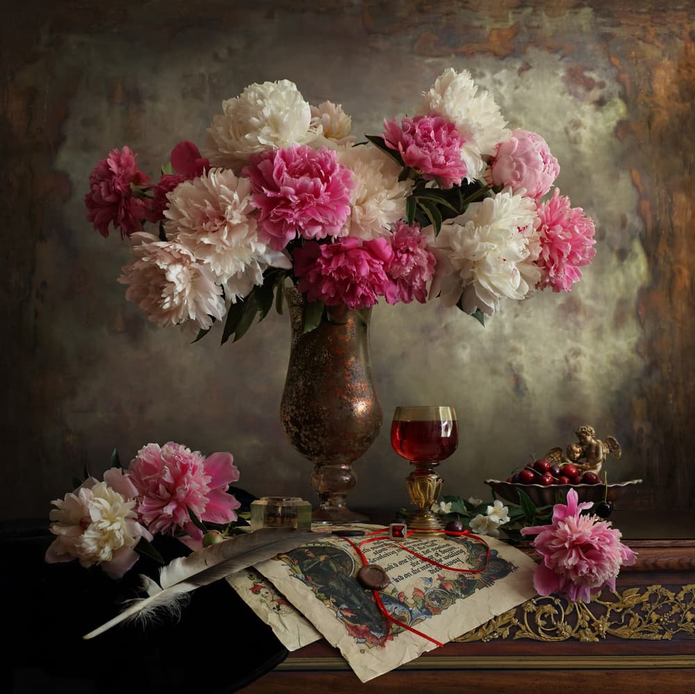 Still life with flowers by Andrey Morozov — canvas wall art