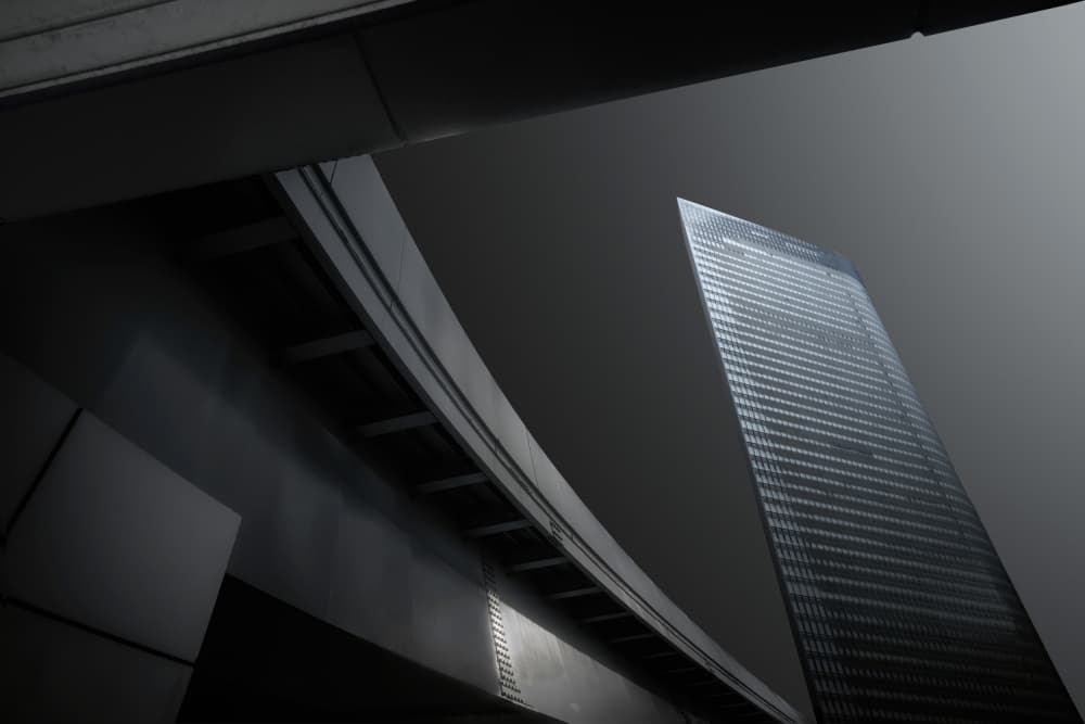Towering Urban Geometry by Amatou T — canvas wall art