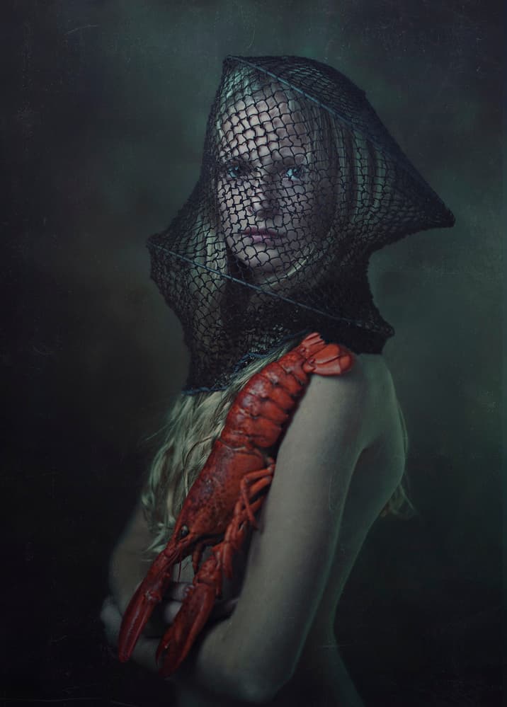 Mysterious Woman Lobster by Ewa Cwikla — canvas wall art