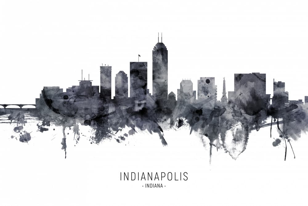 Indianapolis Skyline Splash by Michael Tompsett — canvas wall art