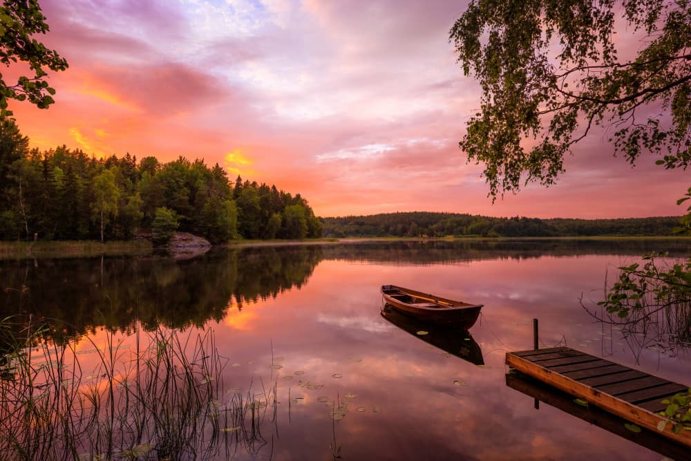 Serene Sunset Lake by Christian Lindsten — canvas wall art
