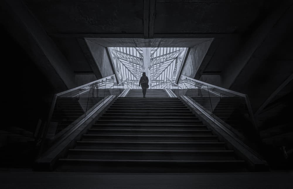 Modern Staircase Ascent by Molly Fu APA — canvas wall art