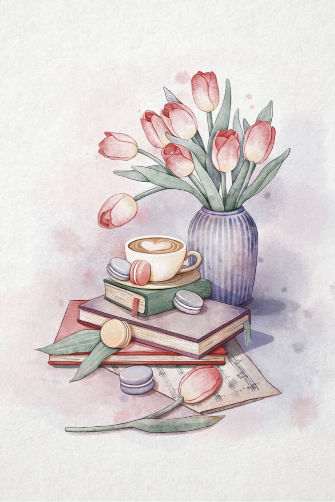 Cozy Tulips and Coffee by Xuan Thai — canvas wall art