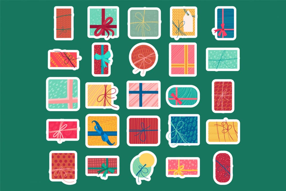 Colorful Gift Boxes by Marika Barsrsind — canvas wall art
