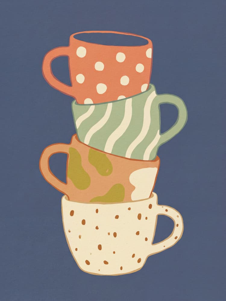 Cozy Stacked Mugs by Andreas Magnusson — canvas wall art