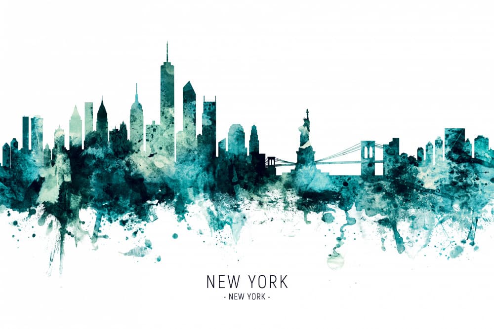 Watercolor New York City by Michael Tompsett — canvas wall art