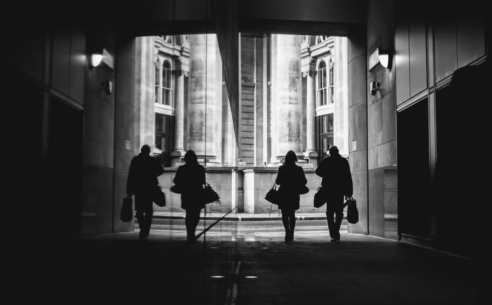 Urban Passage Walkers by Markos Tsoukalas — canvas wall art