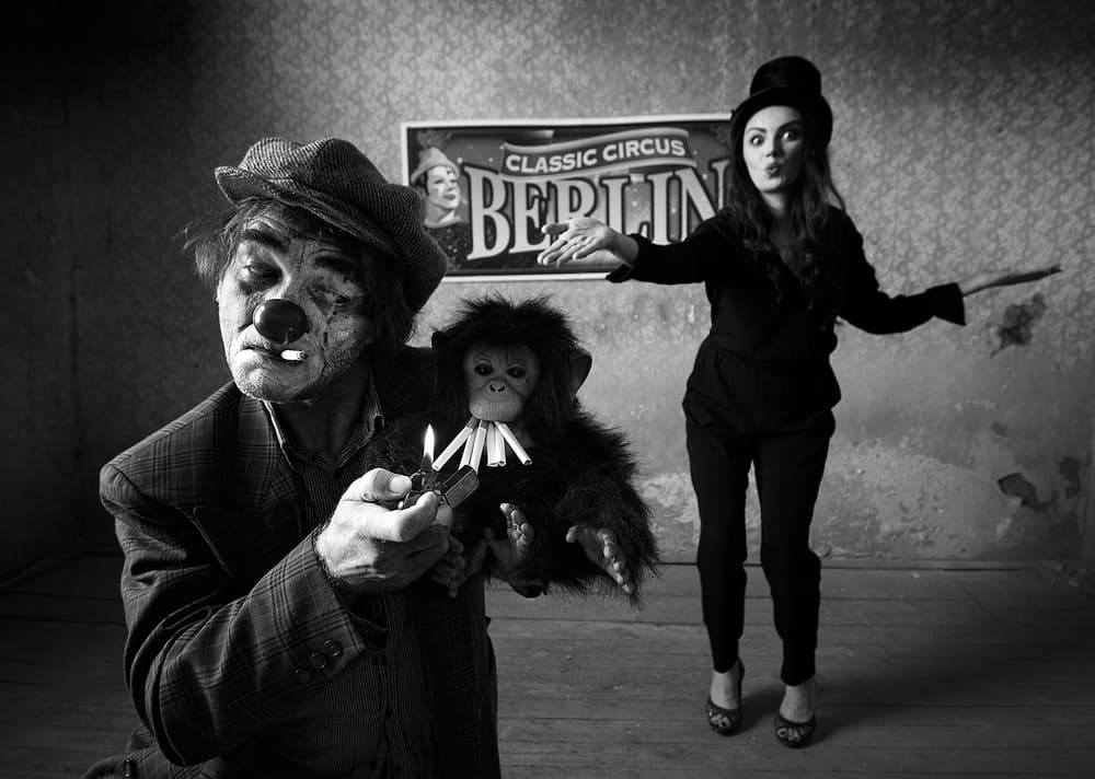 Gritty Circus Performers by mario grobenski - psychodaddy — canvas wall art