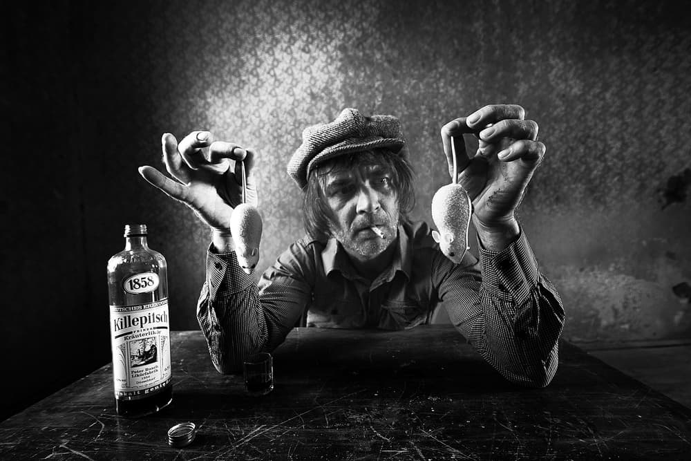 Old Man and Mice by mario grobenski - psychodaddy — canvas wall art