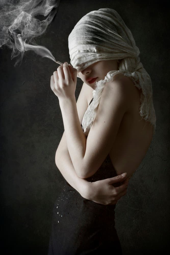 Veiled Smoke Portrait by Olga Mest — canvas wall art
