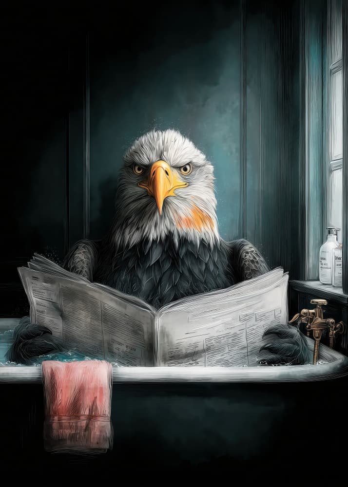 Eagle In Bathtube 2 by Justyna Jaszke — canvas wall art