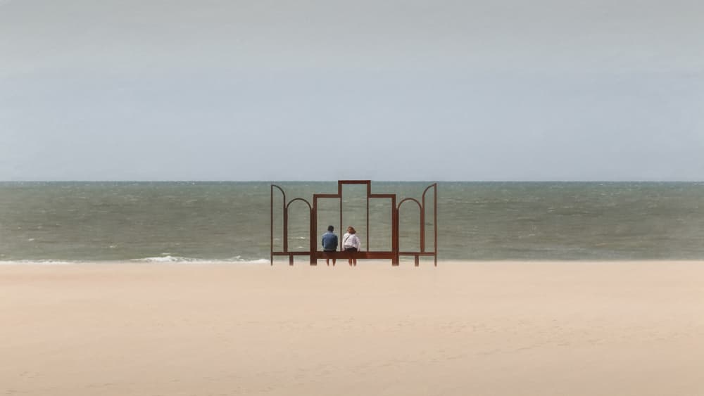 Couple Framed Ocean View by Bruno Flour — canvas wall art