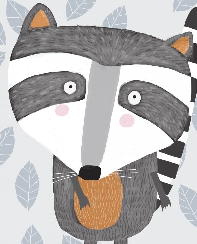 Sweet Woodland Raccoon by Carla Daly — canvas wall art