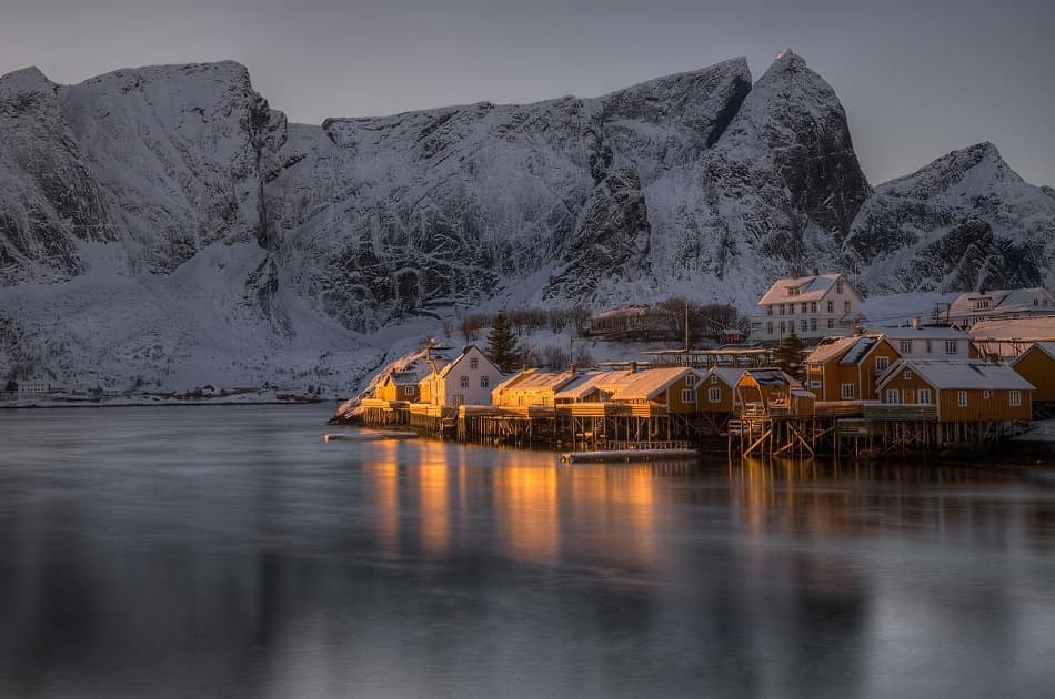 Winter Village Golden Glow by Wojciech Kruczynski — canvas wall art