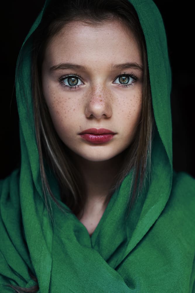 Girl in Green Scarf by Fatima Cherkaoui — canvas wall art