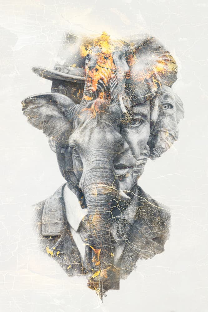 Surreal Elephant Man by Rafal Kulik — canvas wall art