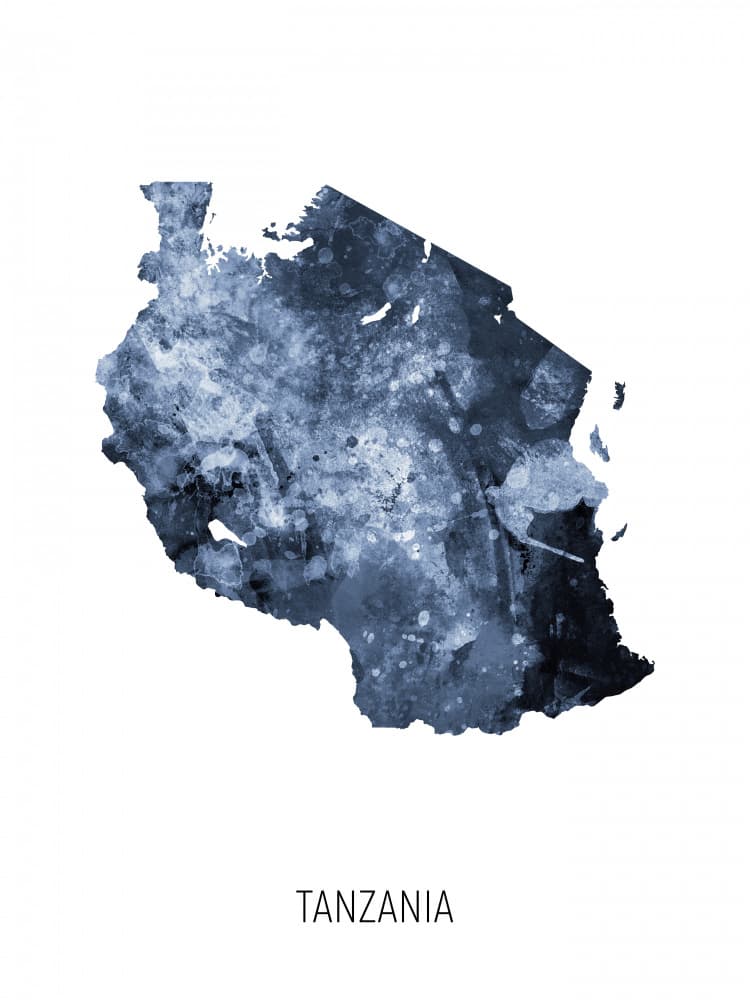 Tanzania Abstract Map by Michael Tompsett — canvas wall art