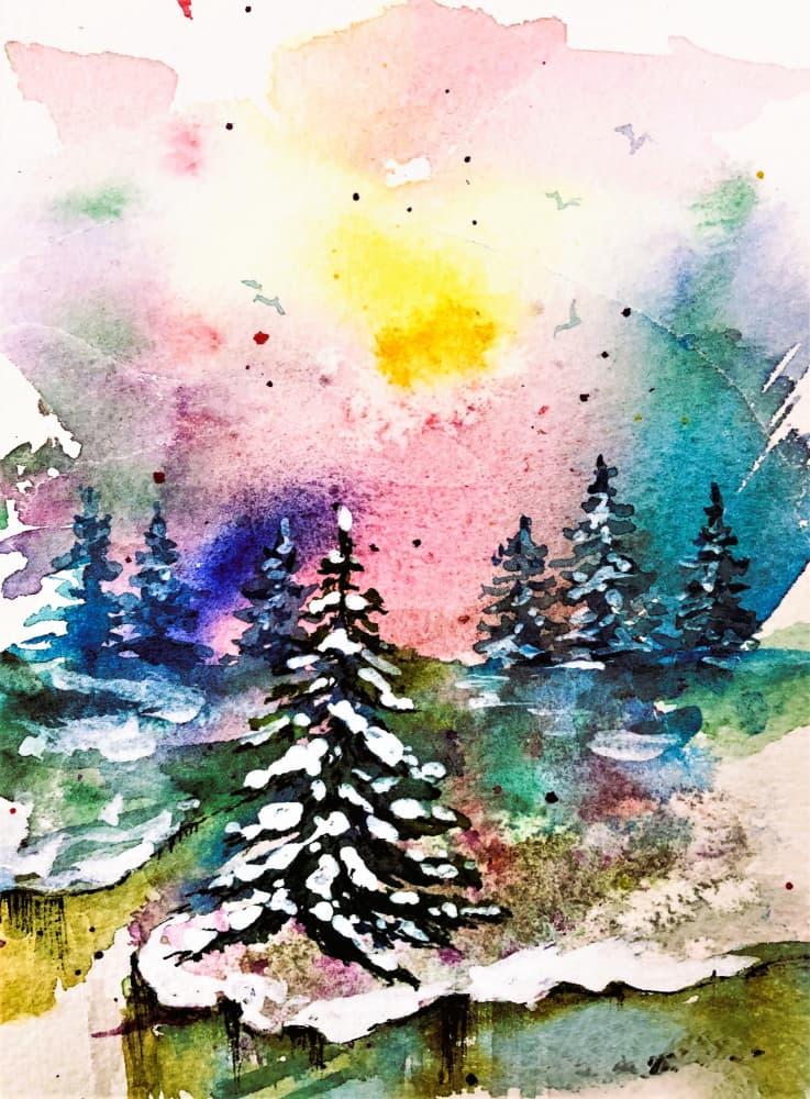Vibrant Winter Forest by Anda Bieza — canvas wall art