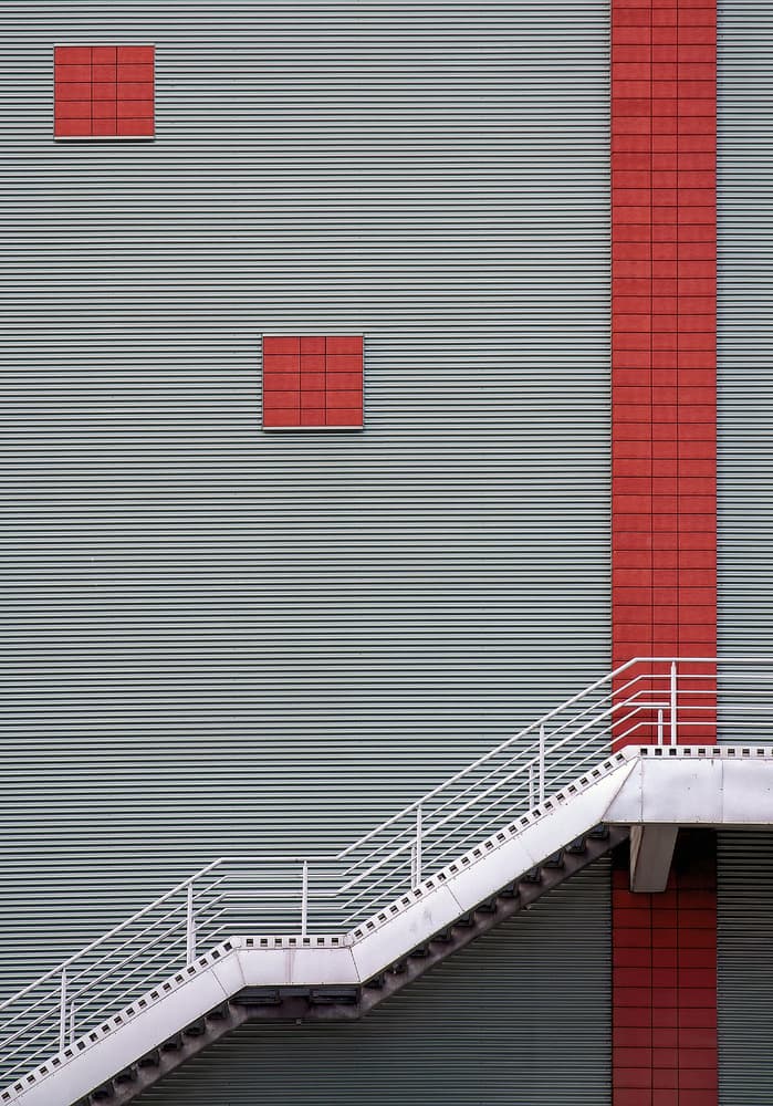 Red Panels And Stairs by Tomasz Buczkowski ( Tomush ) — canvas wall art