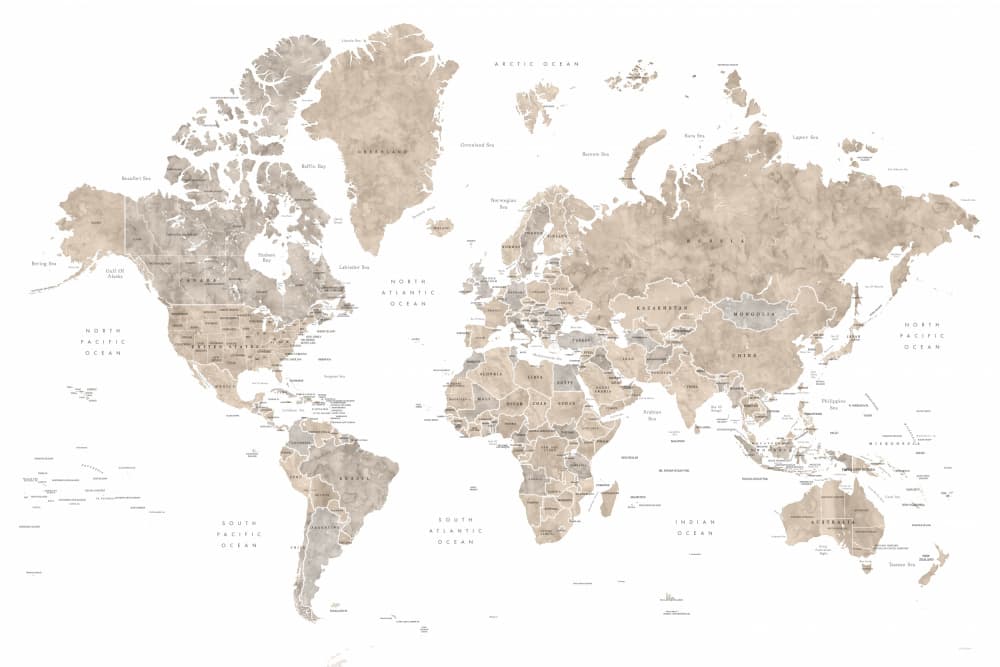 Vintage World Map by Rosana Laiz Blursbyai — canvas wall art