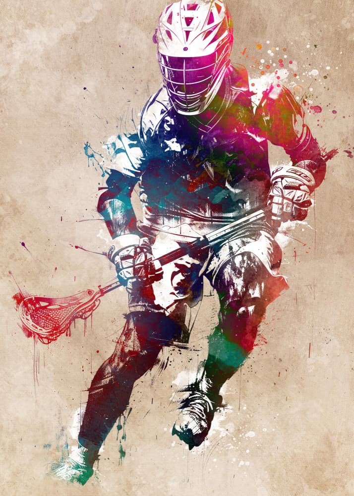 Colorful Lacrosse Player by Justyna Jaszke — canvas wall art