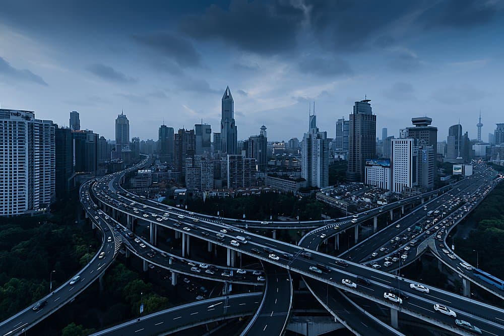 Night City Highways by Ivy Deng — canvas wall art