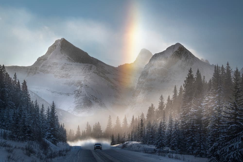 Snowy Mountain Sun Halo by James S. Chia — canvas wall art