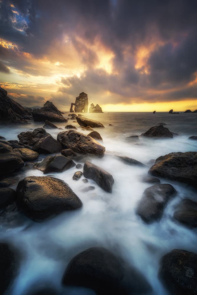 Golden Coastal Arch Sunset by David Martin Castan — canvas wall art
