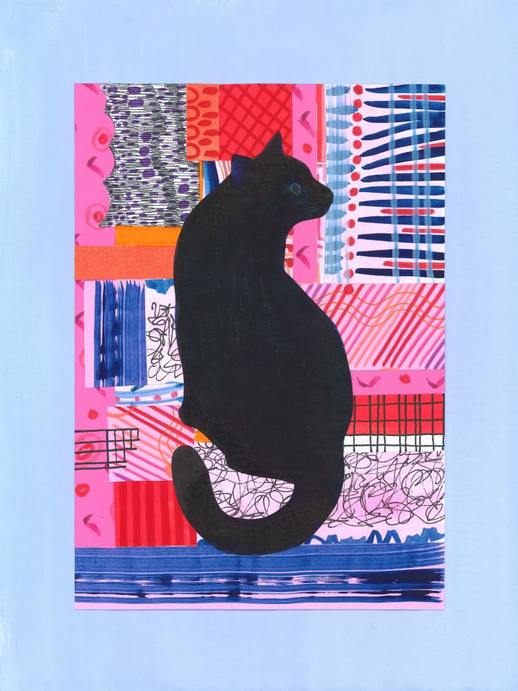 Colorful Black Cat by Isabelle Brent — canvas wall art