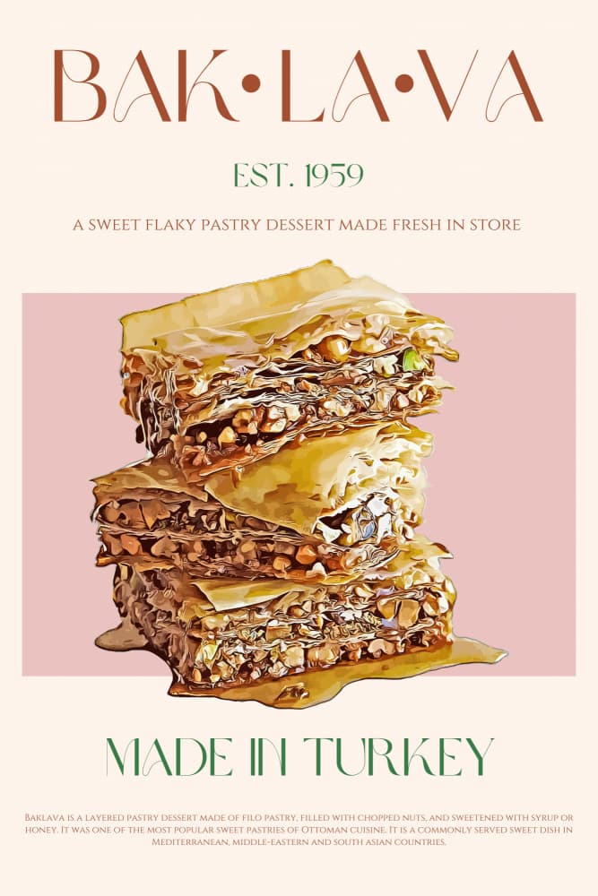 Delicious Turkish Baklava by Nazma Khokhar — canvas wall art