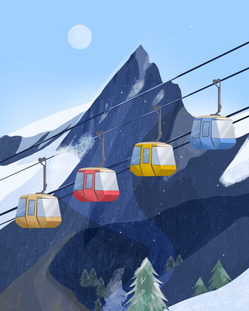 SKI LIFT by Petra Lizde — canvas wall art