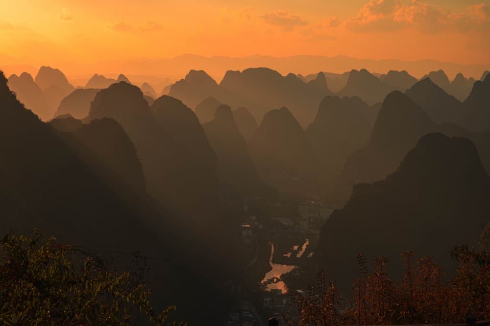 Karst Mountains Sunset by Ilana Lam — canvas wall art